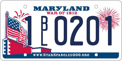 MD license plate 1BL0201