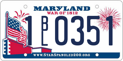 MD license plate 1BL0351