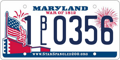 MD license plate 1BL0356
