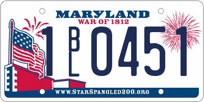 MD license plate 1BL0451