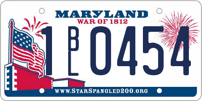 MD license plate 1BL0454