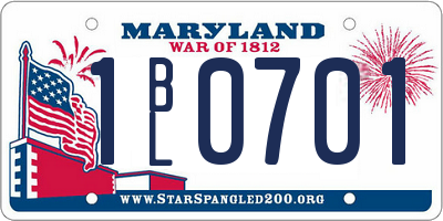 MD license plate 1BL0701