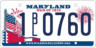 MD license plate 1BL0760