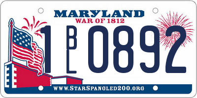 MD license plate 1BL0892
