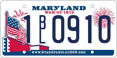MD license plate 1BL0910