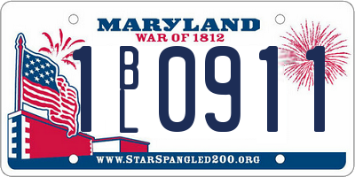 MD license plate 1BL0911