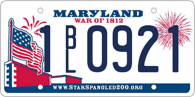 MD license plate 1BL0921