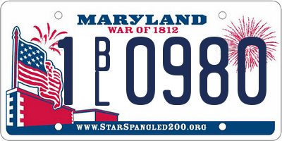 MD license plate 1BL0980