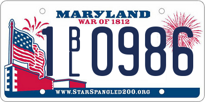 MD license plate 1BL0986