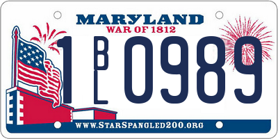 MD license plate 1BL0989