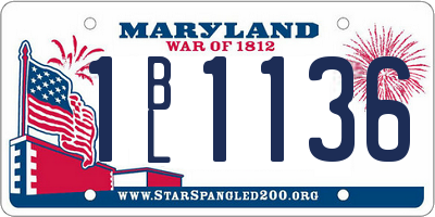 MD license plate 1BL1136