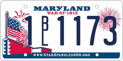 MD license plate 1BL1173