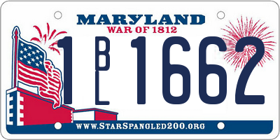 MD license plate 1BL1662