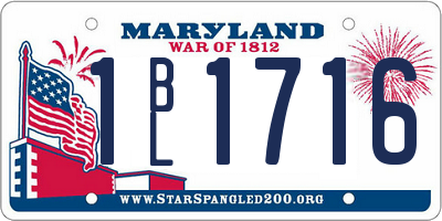 MD license plate 1BL1716