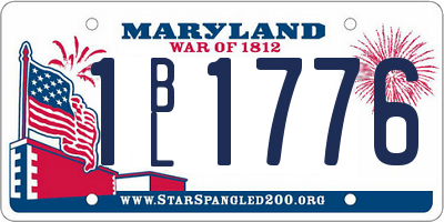 MD license plate 1BL1776