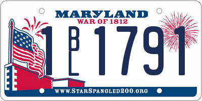 MD license plate 1BL1791