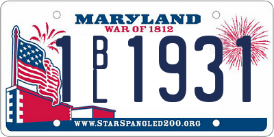 MD license plate 1BL1931