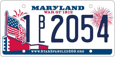 MD license plate 1BL2054