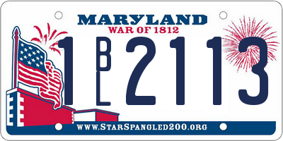 MD license plate 1BL2113