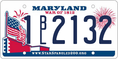 MD license plate 1BL2132