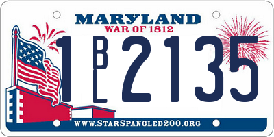 MD license plate 1BL2135