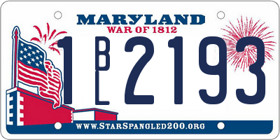 MD license plate 1BL2193