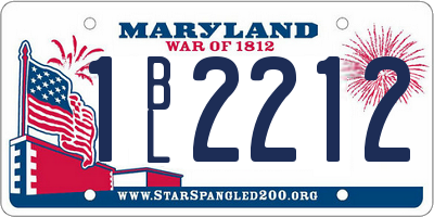MD license plate 1BL2212