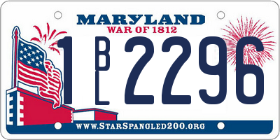 MD license plate 1BL2296