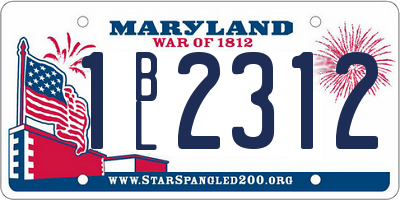 MD license plate 1BL2312