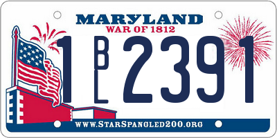 MD license plate 1BL2391