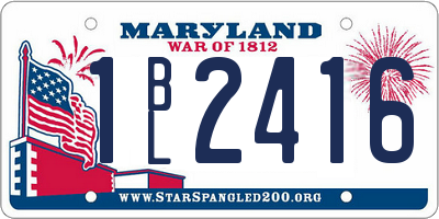 MD license plate 1BL2416