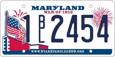 MD license plate 1BL2454