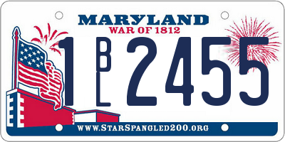 MD license plate 1BL2455
