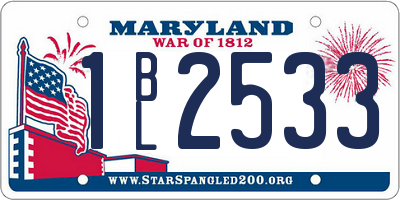 MD license plate 1BL2533
