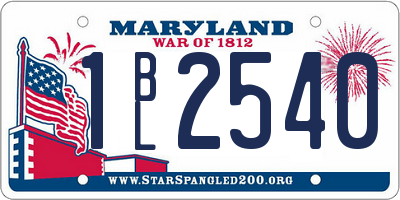 MD license plate 1BL2540