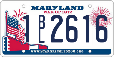 MD license plate 1BL2616