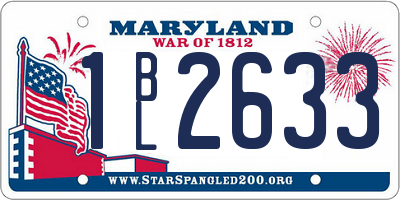 MD license plate 1BL2633