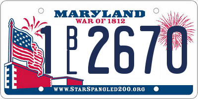 MD license plate 1BL2670