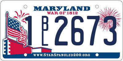 MD license plate 1BL2673