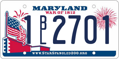 MD license plate 1BL2701