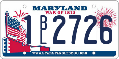 MD license plate 1BL2726