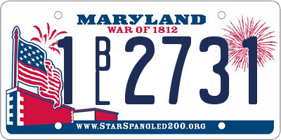 MD license plate 1BL2731