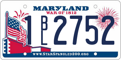 MD license plate 1BL2752
