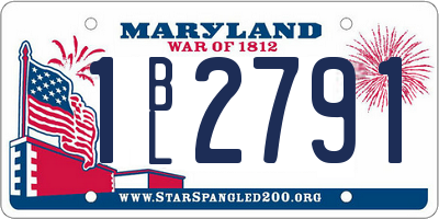 MD license plate 1BL2791