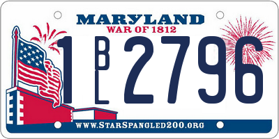 MD license plate 1BL2796
