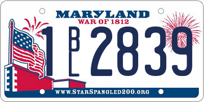 MD license plate 1BL2839