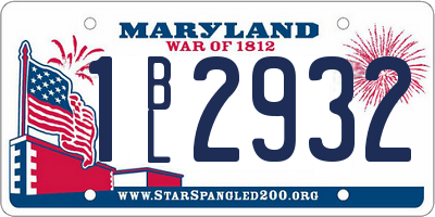 MD license plate 1BL2932