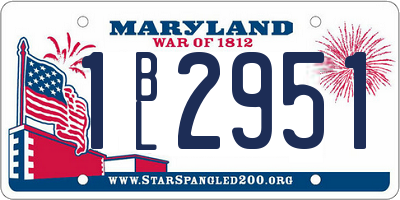 MD license plate 1BL2951
