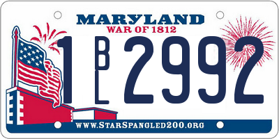 MD license plate 1BL2992
