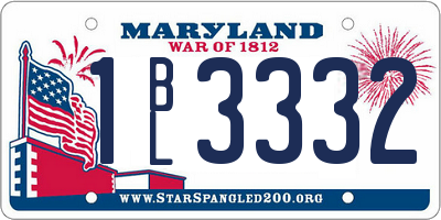 MD license plate 1BL3332